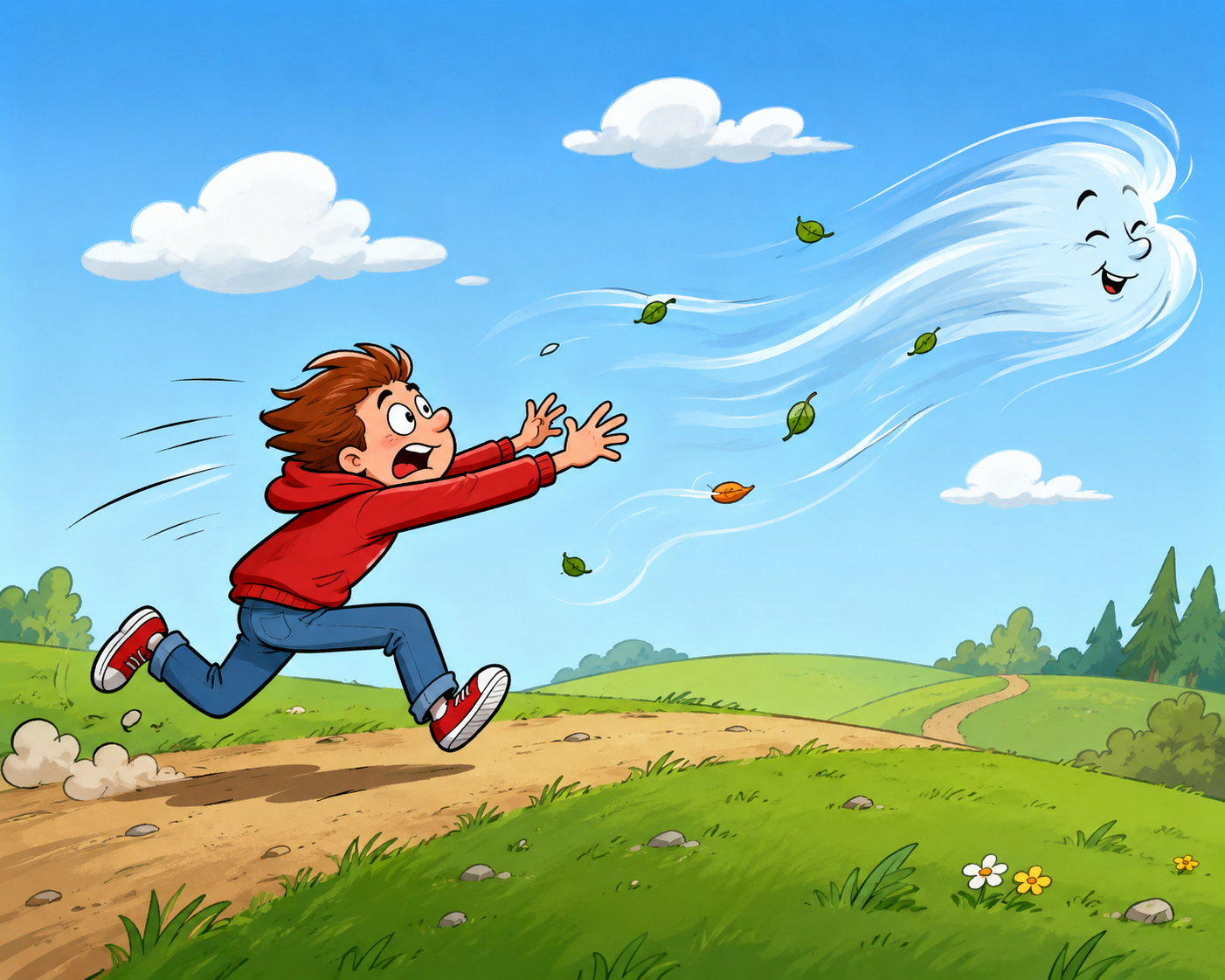 Chasing the wind cartoon
